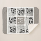 Couverture Sherpa Collage photo 8 avec Monogramme - Taupe neutre (Devant (Horizontal))