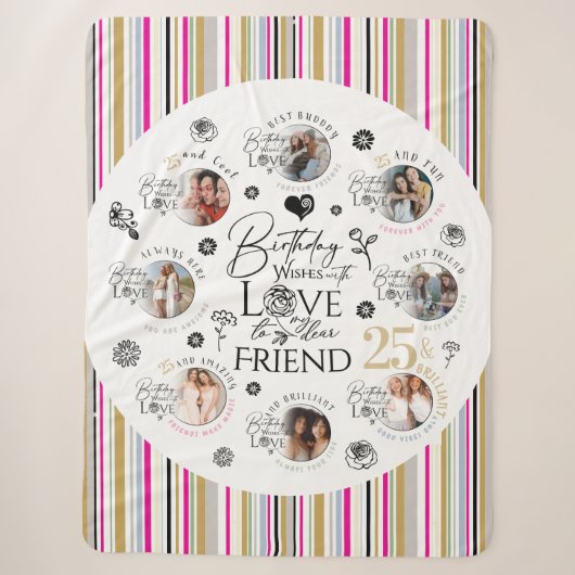 Couverture Sherpa Collage photo d'anniversaire du ven. (Devant)