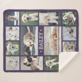 Couverture Sherpa Collage photo de chien Simple moderne violet et bl (Devant (Horizontal))