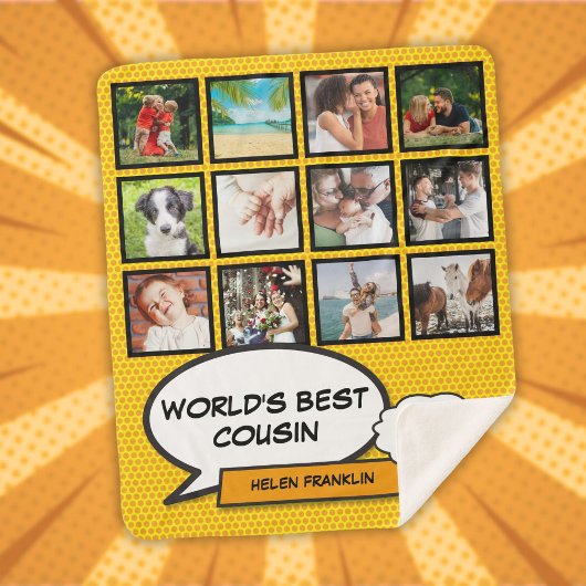 Couverture Sherpa Collage photo de cousin moderne cool fun comic