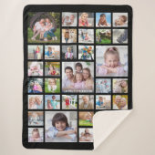 Couverture Sherpa Collage photo de famille moderne Noir personnalisé (Devant)