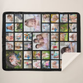 Couverture Sherpa Collage photo de famille moderne Noir personnalisé (Devant (Horizontal))