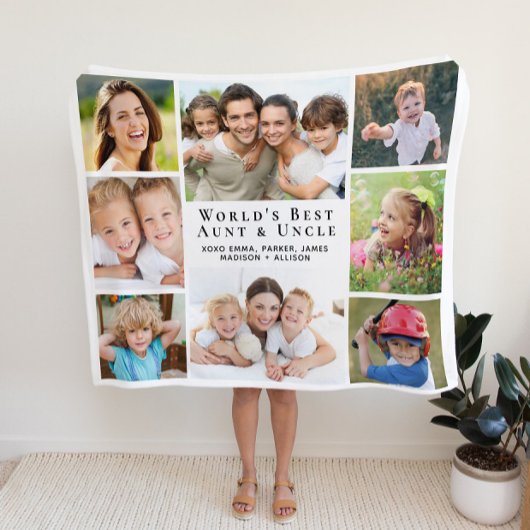 Couverture Sherpa Collage photo de la meilleure tante oncle