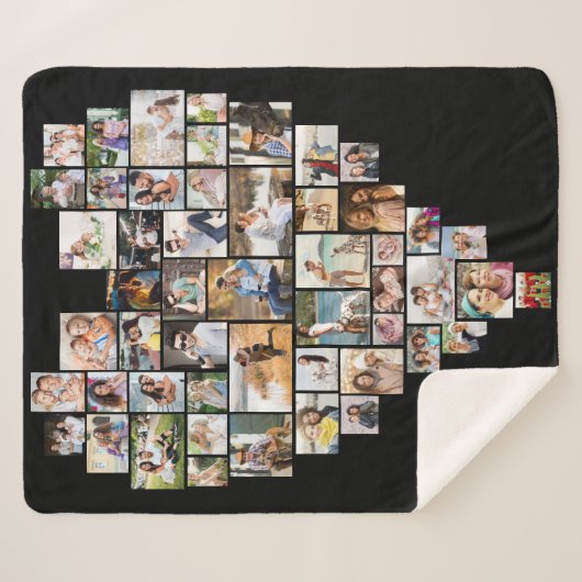 Couverture Sherpa Collage photo en forme de coeur 51 Modèle photo (Devant (Horizontal))