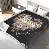 Couverture Sherpa Collage photo en forme de coeur de script familial