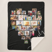 Couverture Sherpa Collage photo en forme de coeur de script familial (Devant)