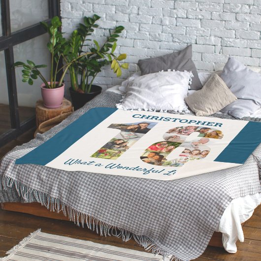 Couverture Sherpa Collage photo en forme de numéro 18 pour 18e anniv