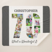 Couverture Sherpa Collage photo en forme de numéro 70 pour 70e anniv (Devant (Horizontal))