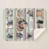 Couverture Sherpa Collage Photo Famille 11 Custom Heart Retro Stripe (Devant (Horizontal))