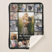 Couverture Sherpa Collage Photo Famille 15 Photos + Nom Black Easy (Devant)