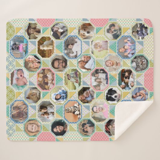 Couverture Sherpa Collage Photo Famille Easy Spring Quilt Look 35 Pi (Devant (Horizontal))