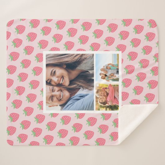 Couverture Sherpa Collage photo fraise (Devant (Horizontal))