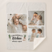 Couverture Sherpa Collage Photo & Grand-Mère Cuisine Toujours Ouvert (Devant)