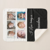 Couverture Sherpa Collage photo Grandma noir et blanc (Devant (Horizontal))