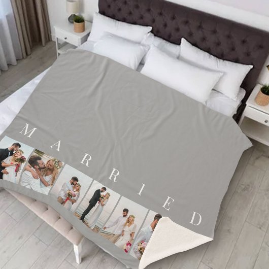 Couverture Sherpa Collage photo mariage 7 Photo MARIED Grey