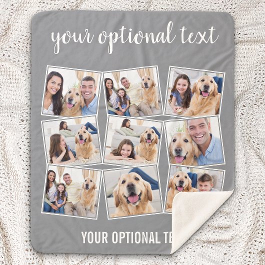 Couverture Sherpa Collage photo Modern Grey 9