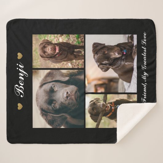 Couverture Sherpa Collage photo moderne Milestone Keepsaké Chiens Ch (Devant (Horizontal))