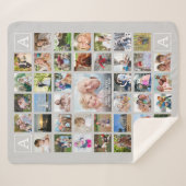 Couverture Sherpa Collage photo moderne Monogramme Gris personnalisé (Devant (Horizontal))