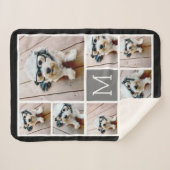 Couverture Sherpa Collage photo noir et gris 8 - monogramme classiqu (Devant (Horizontal))