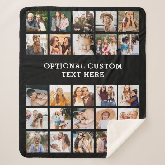 Couverture Sherpa Collage photo noir simple 25 photo personnalisée (Devant)