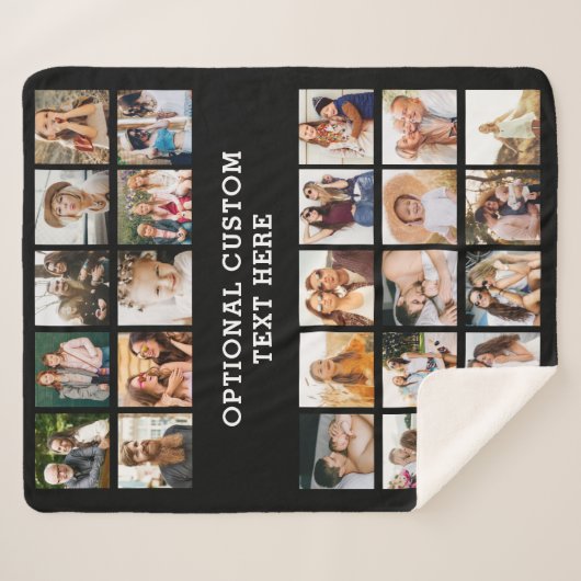 Couverture Sherpa Collage photo noir simple 25 photo personnalisée (Devant (Horizontal))
