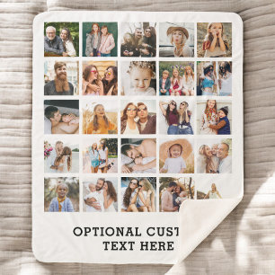 Couverture Sherpa Collage photo noir simple 25 photo personnalisée