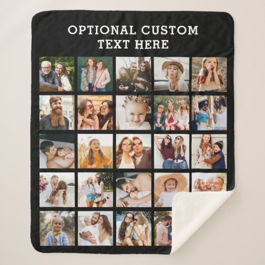 Couverture Sherpa Collage photo noir simple 25 photo personnalisée (Devant)