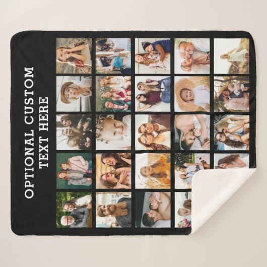 Couverture Sherpa Collage photo noir simple 25 photo personnalisée (Devant (Horizontal))