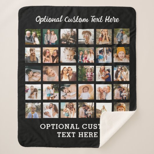 Couverture Sherpa Collage photo noir simple 30 photo personnalisée (Devant)