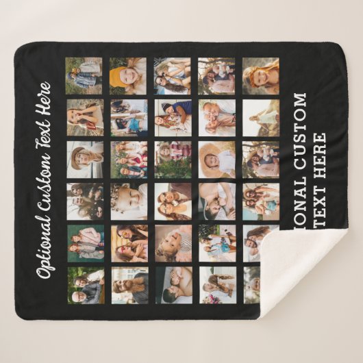Couverture Sherpa Collage photo noir simple 30 photo personnalisée (Devant (Horizontal))