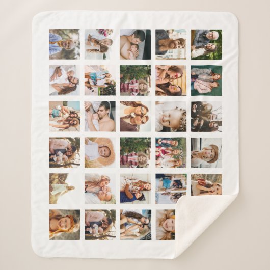 Couverture Sherpa Collage photo noir simple 30 photo personnalisée (Devant)
