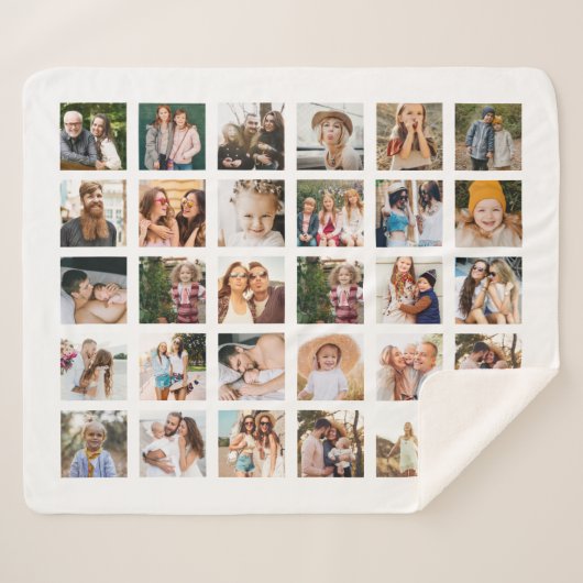 Couverture Sherpa Collage photo noir simple 30 photo personnalisée (Devant (Horizontal))