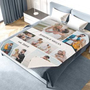 Couverture Sherpa Collage photo personnalisé 9 photos noir et blanc