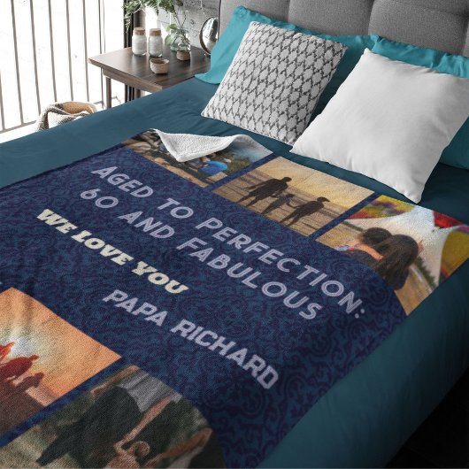 Couverture Sherpa Collage photo personnalisé Cadeaux d'anniversaire 