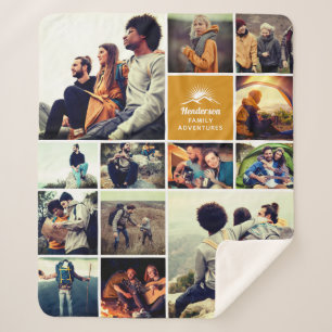 Couverture Sherpa Collage photo personnalisé "Family Adventures"
