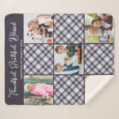 Couverture Sherpa Collage photo personnalisé Hiver bleu gris (Devant (Horizontal))