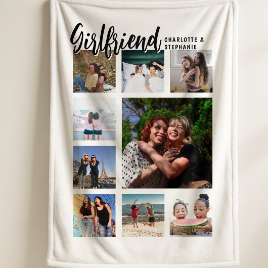 Couverture Sherpa Collage photo personnalisé pour petite amie