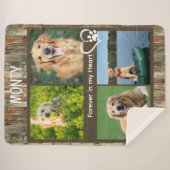 Couverture Sherpa Collage photo personnalisé Rustic Pet Memorial (Devant (Horizontal))