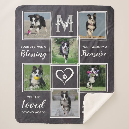 Couverture Sherpa Collage photo Pet Memorial Grey (Devant)