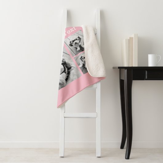 Couverture Sherpa Collage photo rose 6 Texte facultatif PEUT Modifie (En situation)