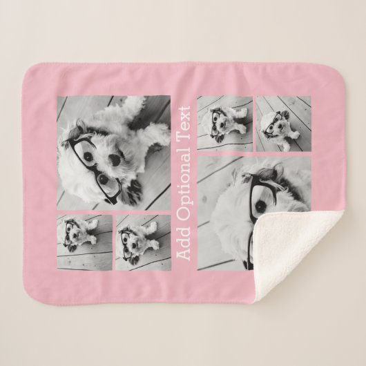 Couverture Sherpa Collage photo rose 6 Texte facultatif PEUT Modifie (Devant (Horizontal))