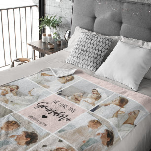 Couverture Sherpa Collage Photo Rose We Love You Grand-mère Meilleur