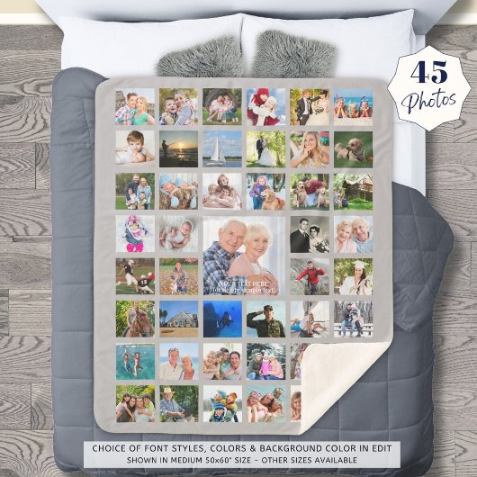 Couverture Sherpa Collage photo simple 45 Couleur personnalisée