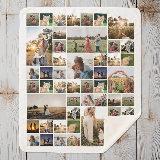 Couverture Sherpa Collage photo simple Couleur personnalisée
