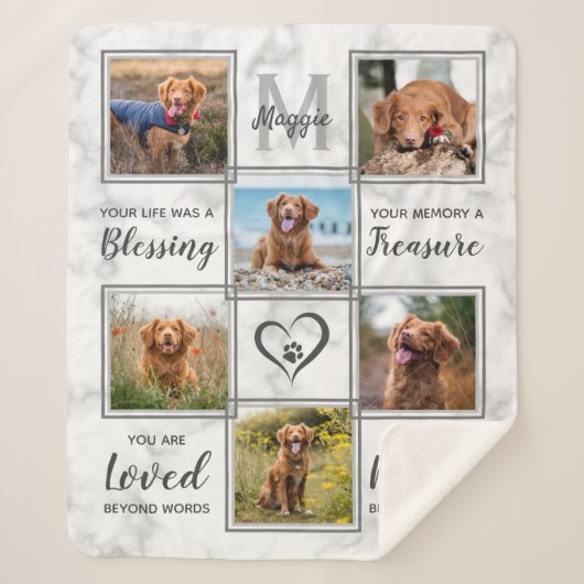 Couverture Sherpa Collage photo unique Pet Memorial (Devant)