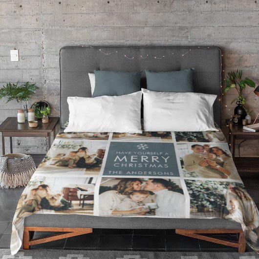 Couverture Sherpa Collage Photos de vacances | Joyeux Noël | Cadeau