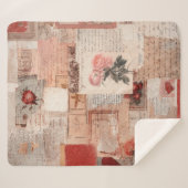 Couverture Sherpa Collage Romantique Vintage Rose (2) (Devant (Horizontal))