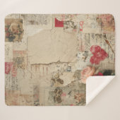 Couverture Sherpa Collage Romantique Vintage Rose (4) (Devant (Horizontal))