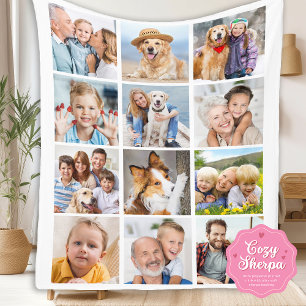 Couverture Sherpa Collage tendance personnalisé de 12 photos pour l'