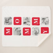 Couverture Sherpa Collage tendance Photo & Red Best Mommy Cadeau (Devant (Horizontal))